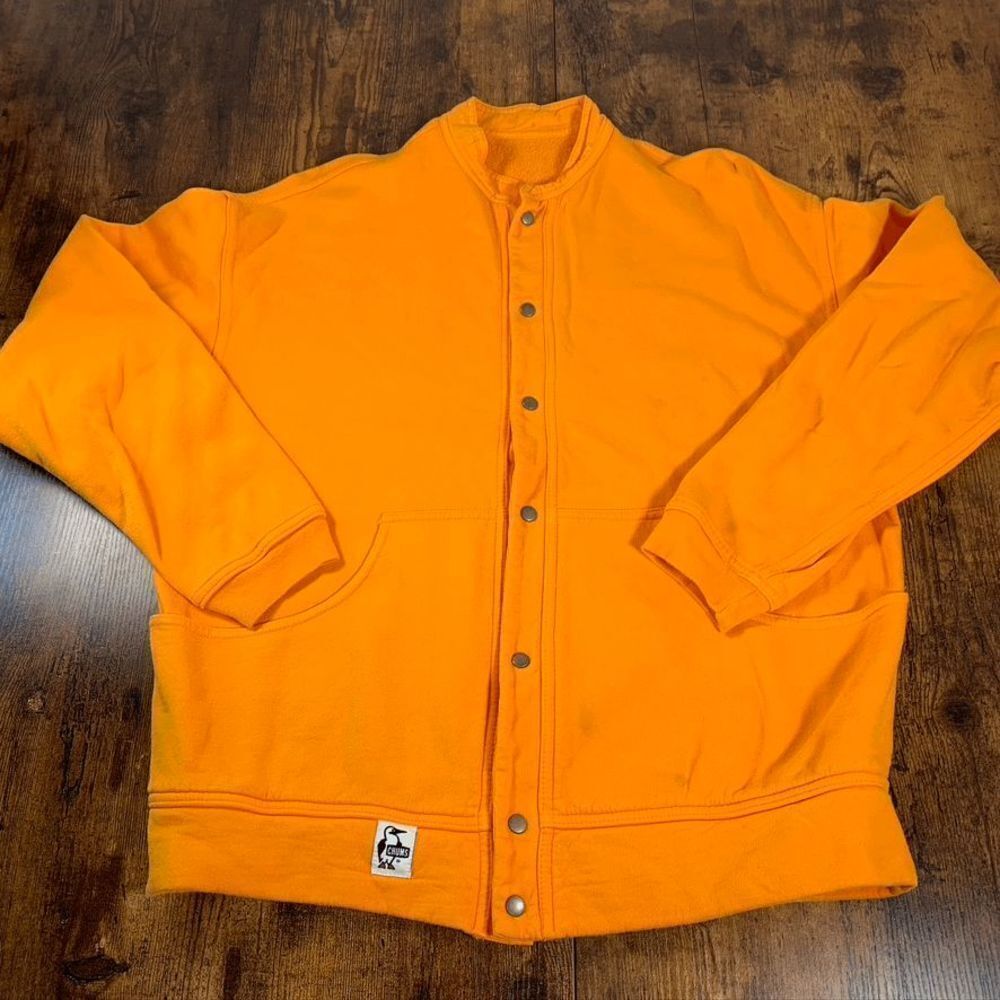 CHUMS Hurricane Button Down Sweat Shirt Small Orange‎